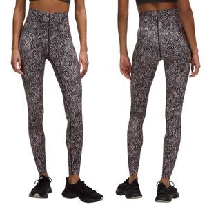 Lululemon Glow Up Super High Rise Tight Pink Gray Snake Print Size 6 PRISTINE